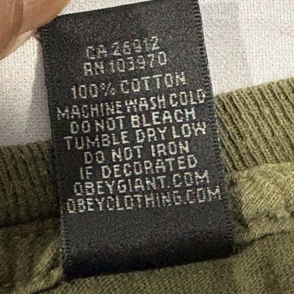 Obey Green Mens Box Logo Vintage Short Sleeve Crew Cotton T-shirt Tee Sz M - Picture 8 of 9